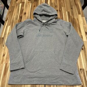 Patagonia Hoodie Womens XL Gray Live Simply Guitar‎ Logo Drawstring Fleece